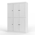 72" White Solid Wood Six Door Two Drawer Pantry Or Storage Closet on a white background
