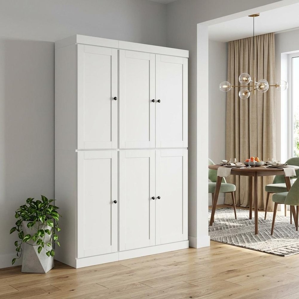 72" Sage Solid Wood Six Door Two Drawer Pantry Or Storage Closet