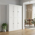 72" White Solid Wood Six Door Two Drawer Pantry Or Storage Closet