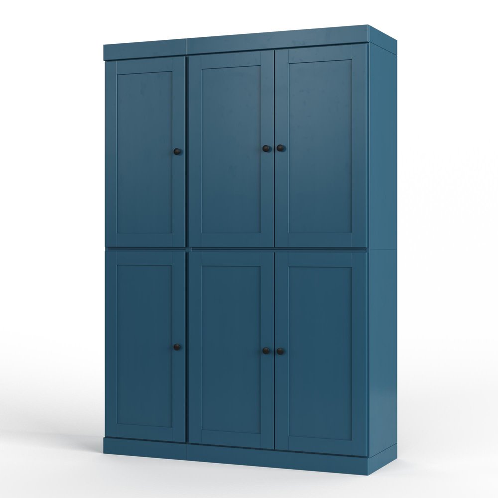 72" Sage Solid Wood Six Door Two Drawer Pantry Or Storage Closet