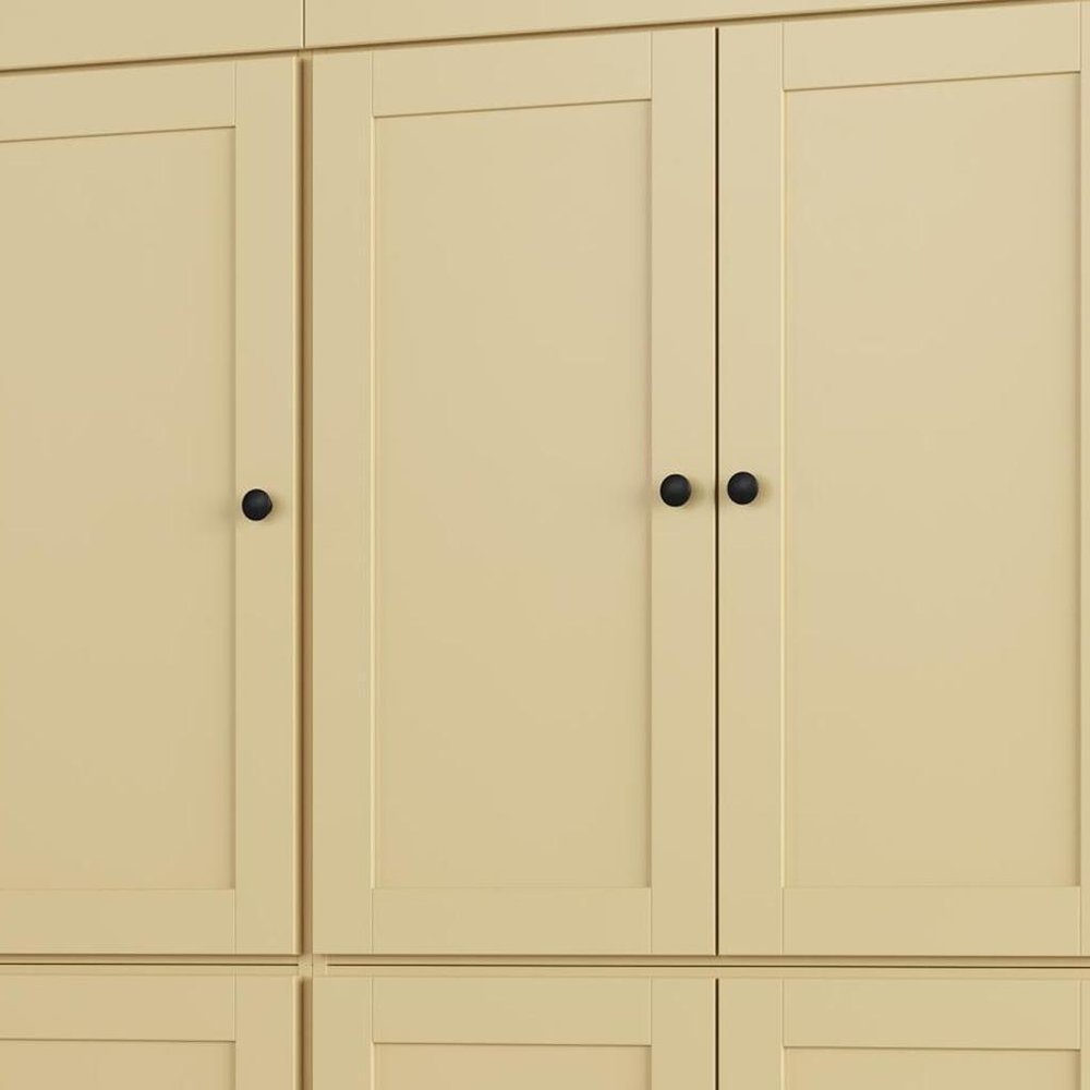 72" Yellow Solid Wood Six Door Two Drawer Pantry Or Storage Closet