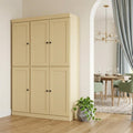 72" Yellow Solid Wood Six Door Two Drawer Pantry Or Storage Closet