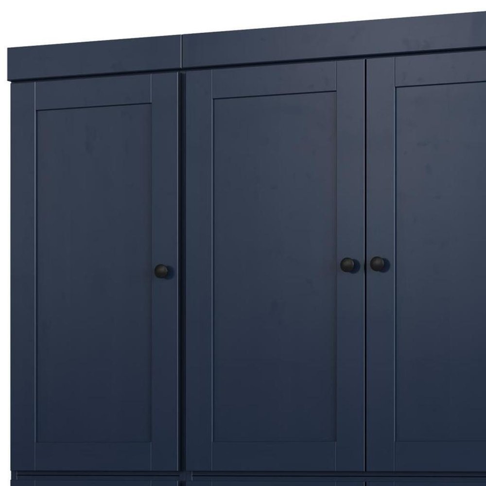 72" White Solid Wood Six Door Two Drawer Pantry Or Storage Closet close-up detail