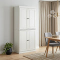 72" Off White Solid Wood Four Door Pantry Or Storage Closet