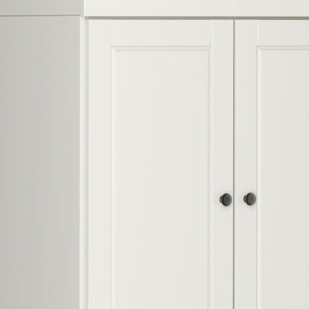 72" Off White Solid Wood Four Door Two Drawer Pantry Or Storage Closet