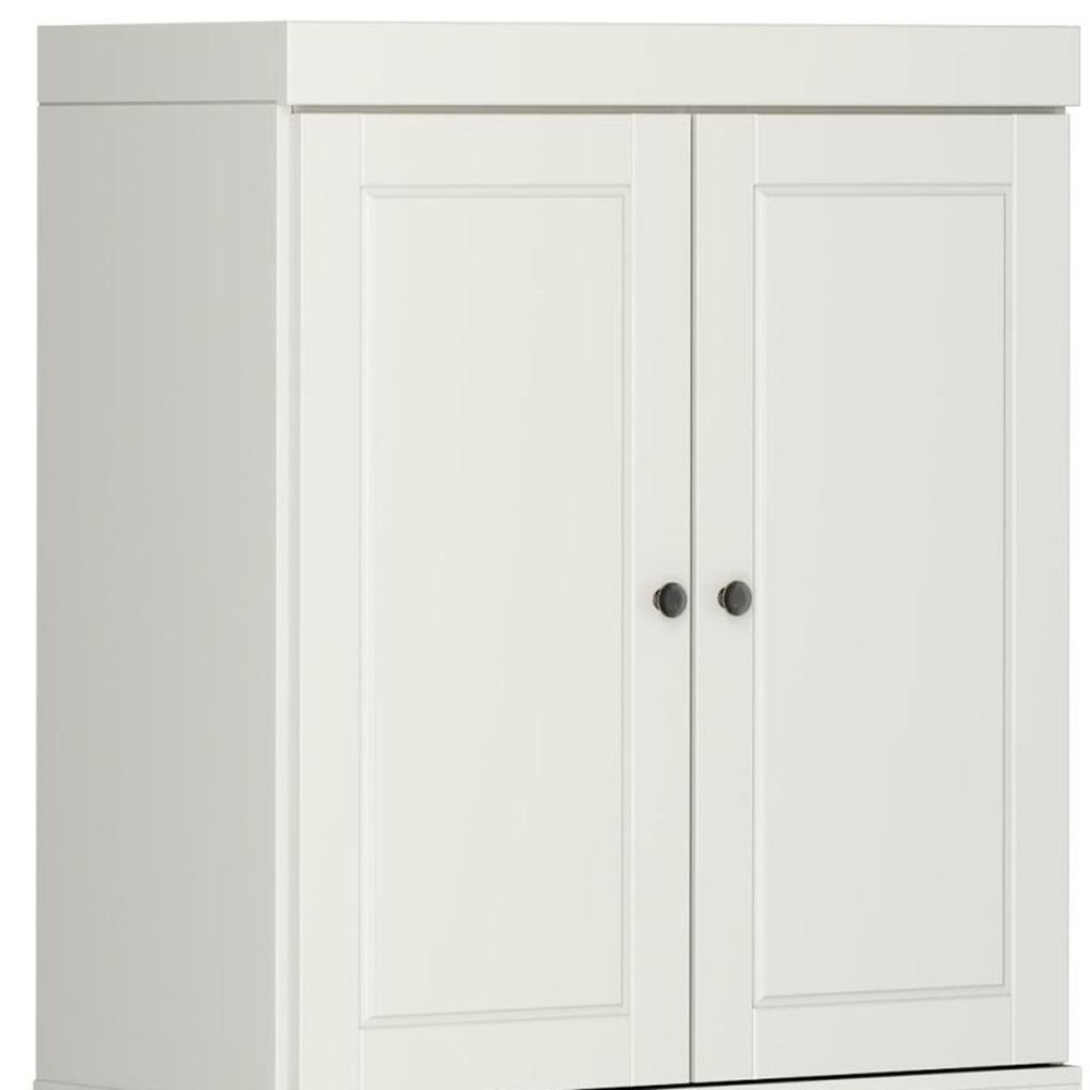 72" Off White Solid Wood Four Door Two Drawer Pantry Or Storage Closet