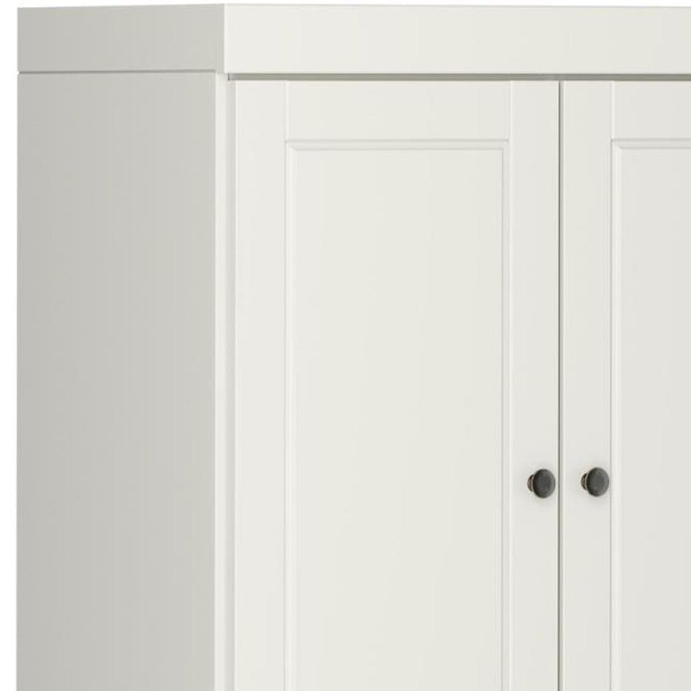 72" Off White Solid Wood Four Door Two Drawer Pantry Or Storage Closet