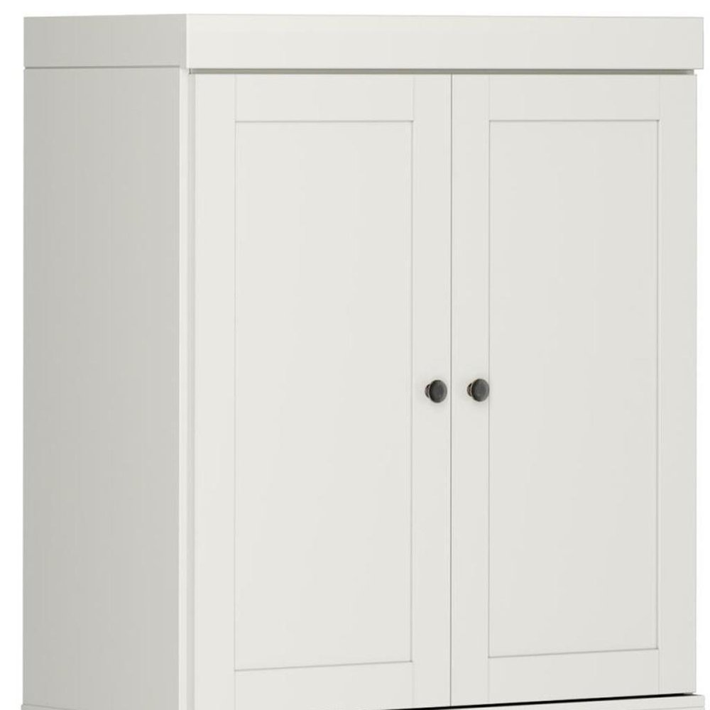 72" Off White Solid Wood Four Door Pantry Or Storage Closet
