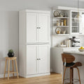 72" Off White Solid Wood Four Door Pantry Or Storage Closet
