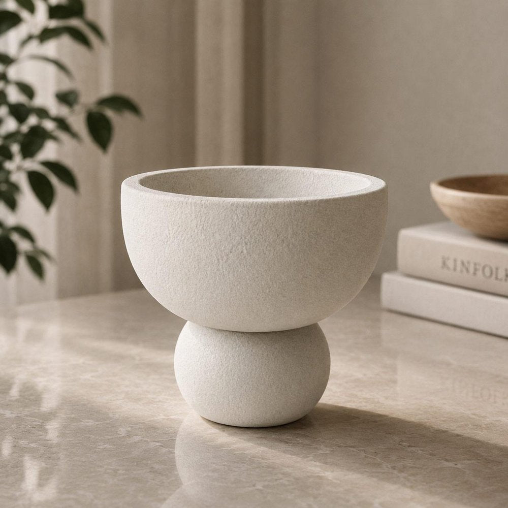 5" Cream Stone Decorative Bowl