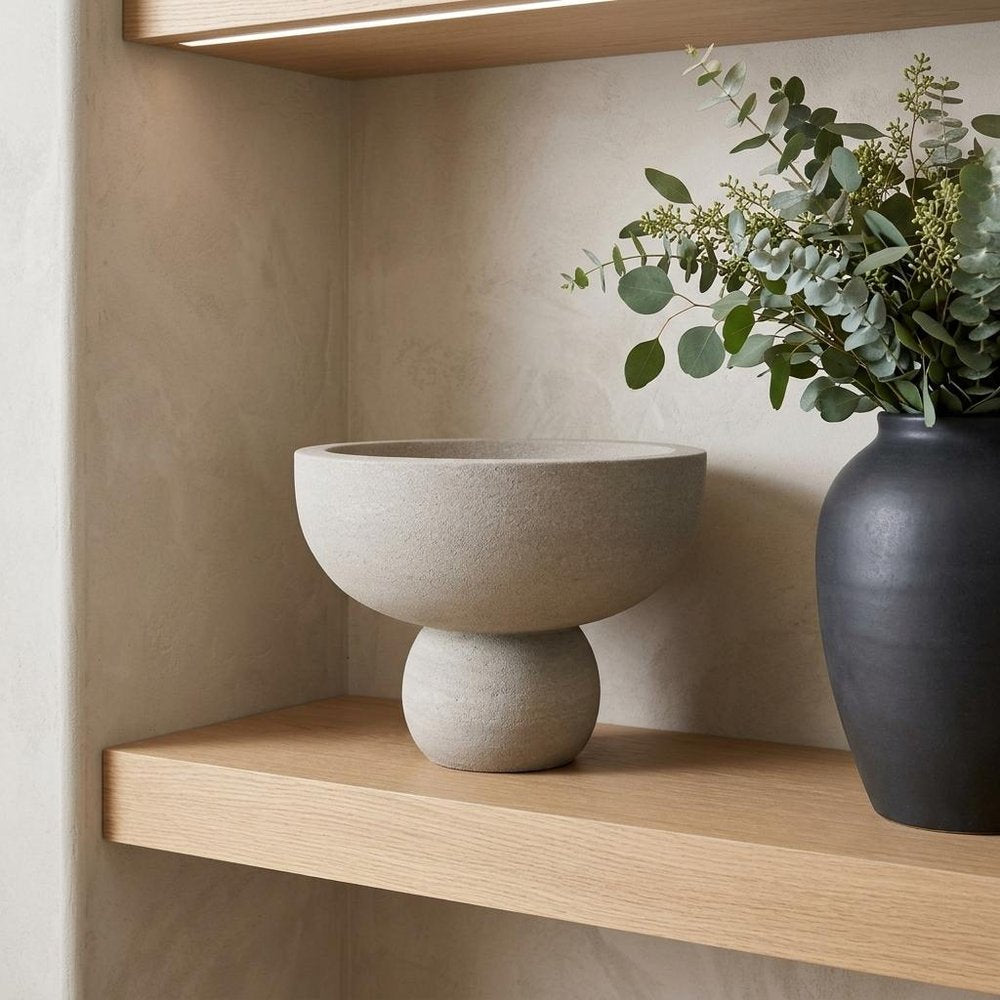 6" Cream Stone Decorative Bowl