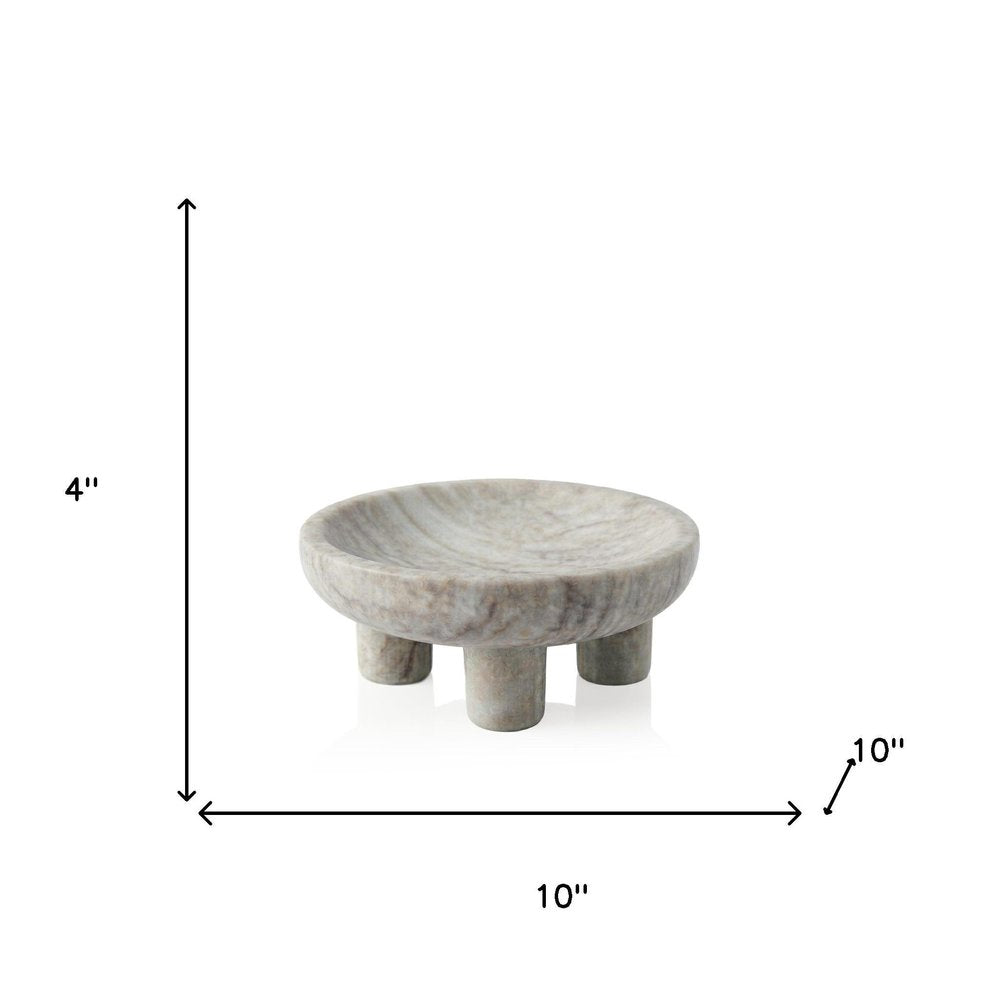 4" Gray Marble Decorative Bowl