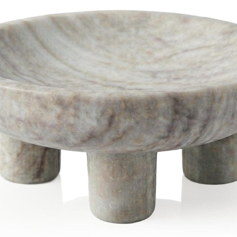4" Gray Marble Decorative Bowl