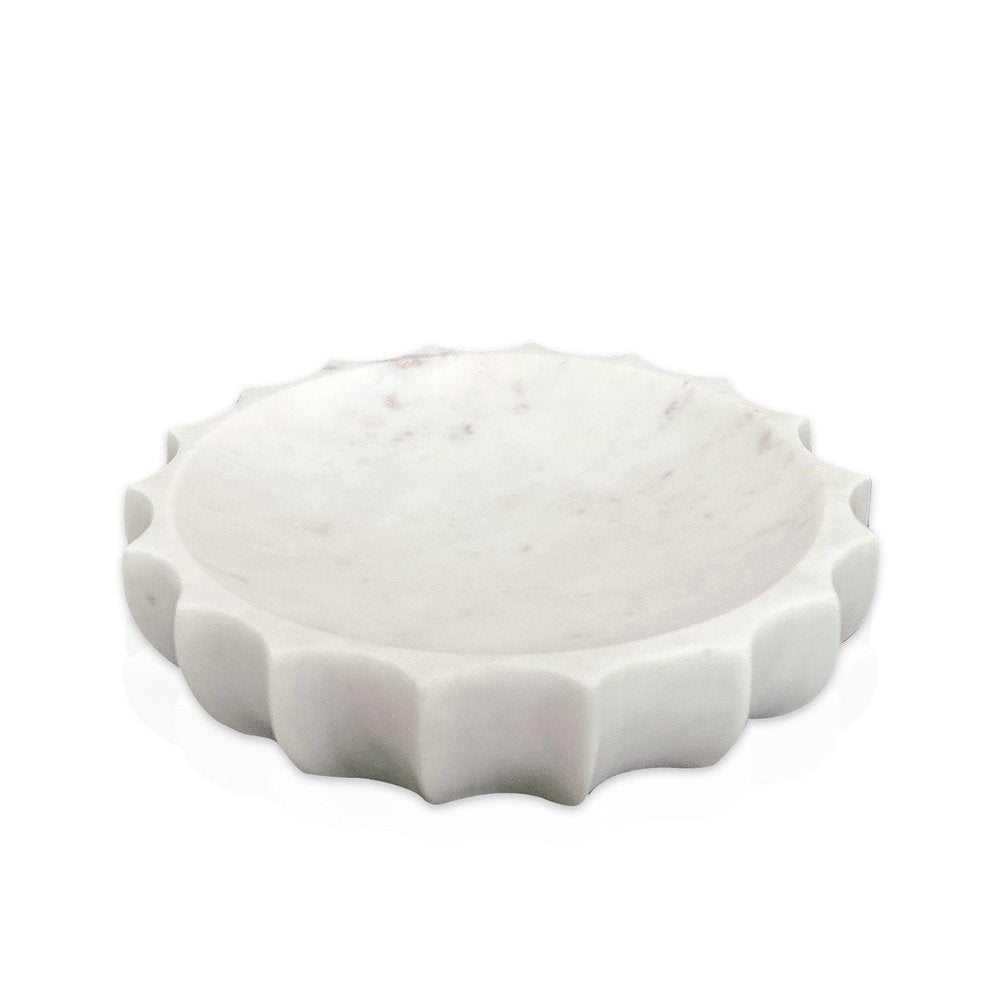 2" Cream Marble Decorative Bowl. Home product isolated on a plain white background, finished in cream marble.