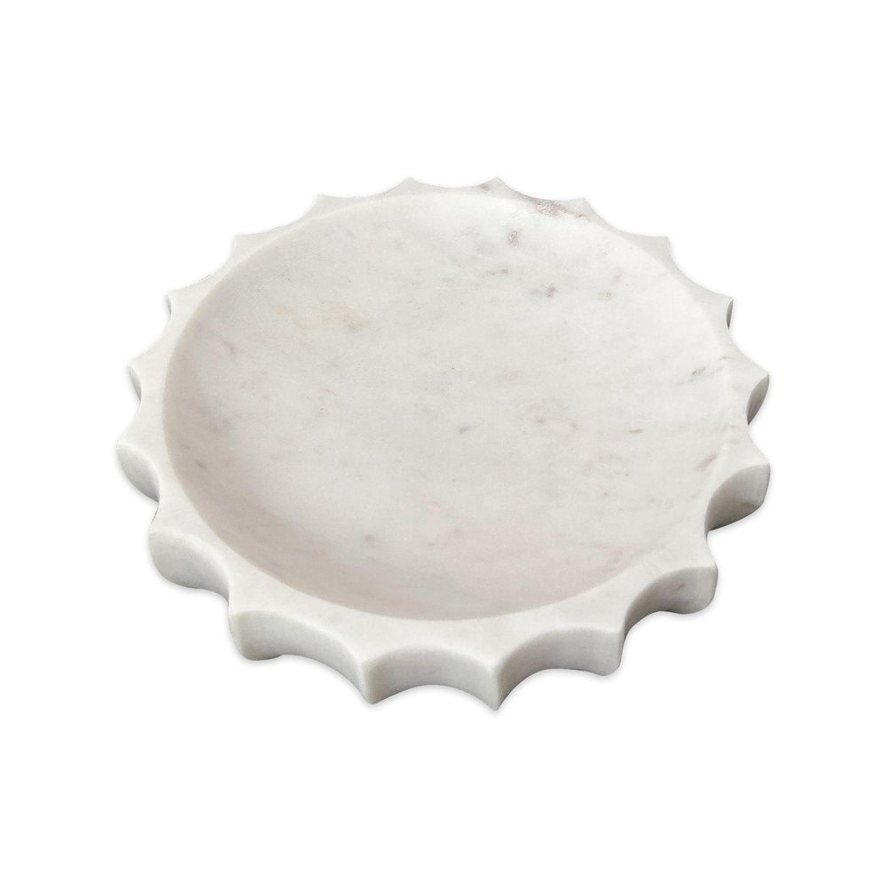 2" Cream Marble Decorative Bowl. Home product isolated on a plain white background, showing a cream marble surface.