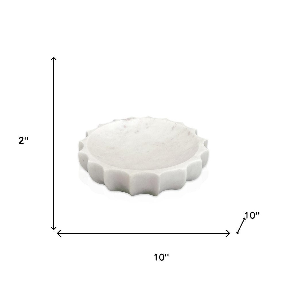 2" Cream Marble Decorative Bowl. Home product isolated on a plain white background, in a cream marble finish.