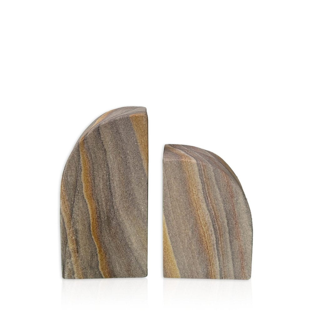 Set of Two Taupe Stone Decorative Bookends