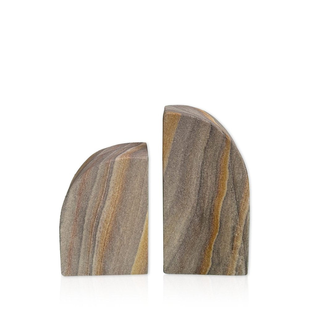 Set of Two Taupe Stone Decorative Bookends