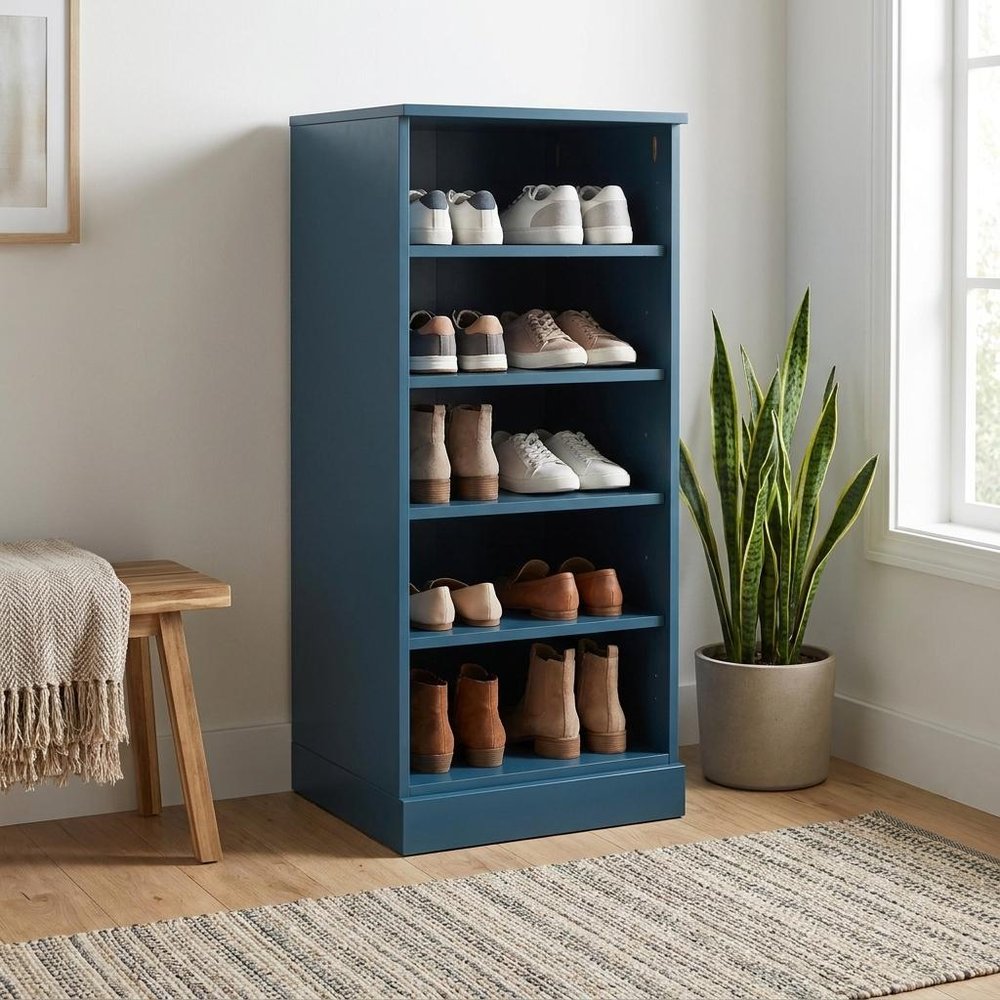 White Ten Pair Solid WoodShoe Storage Cabinet close-up detail