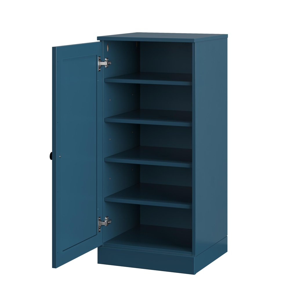 Teal Blue Ten Pair Solid WoodShoe Storage Cabinet