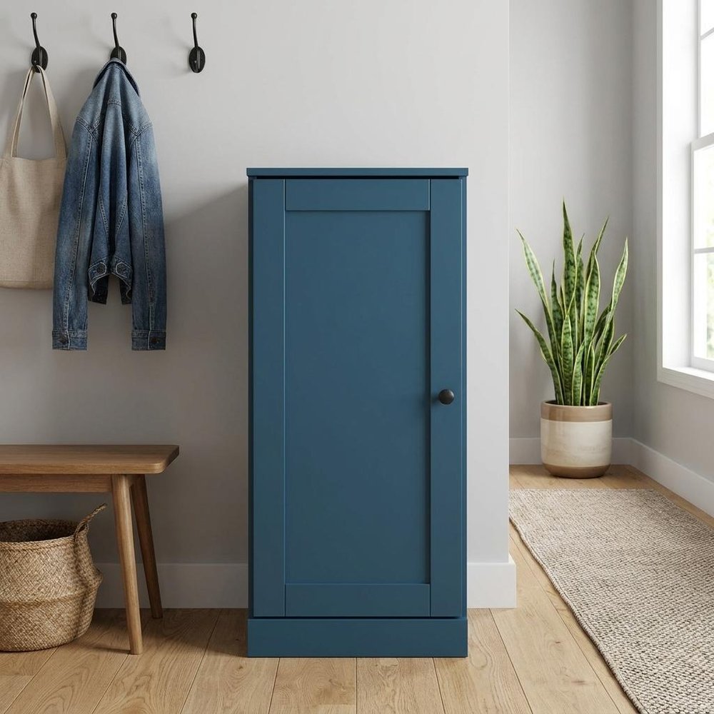 Teal Blue Ten Pair Solid WoodShoe Storage Cabinet