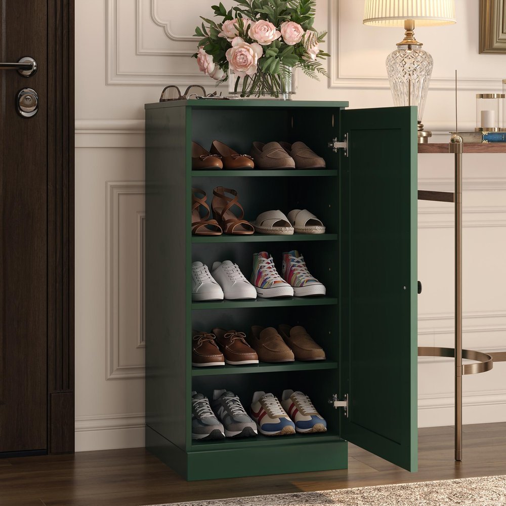 Green Ten Pair Solid WoodShoe Storage Cabinet in a home interior