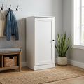 Off White Ten Pair Solid WoodShoe Storage Cabinet