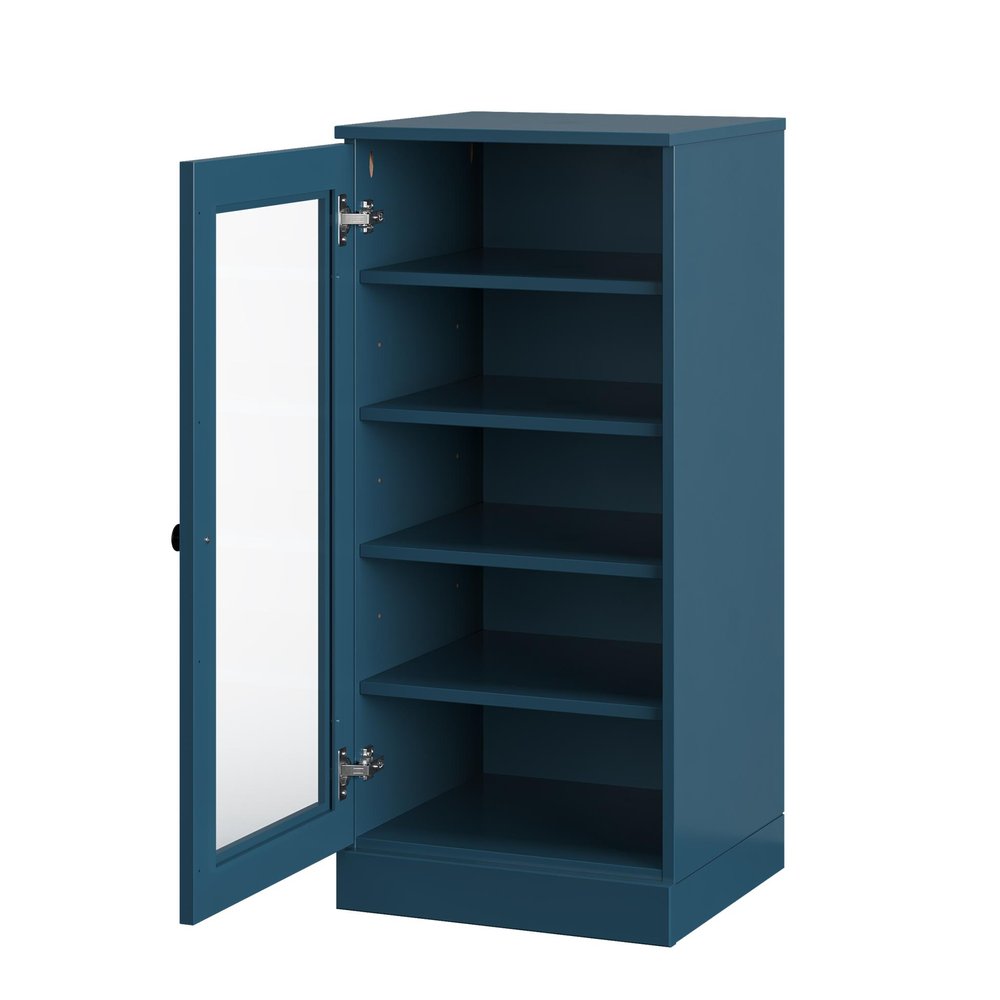 Teal Blue Ten Pair Solid WoodShoe Storage Cabinet