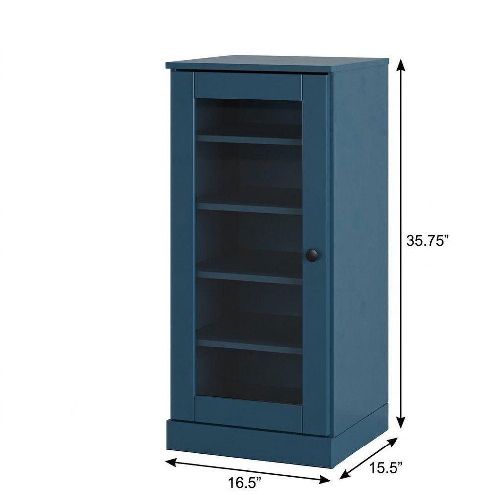 Teal Blue Ten Pair Solid WoodShoe Storage Cabinet