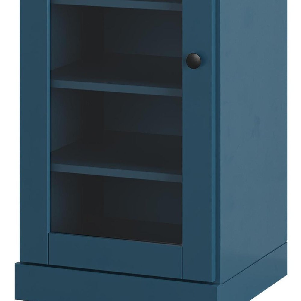 Teal Blue Ten Pair Solid WoodShoe Storage Cabinet