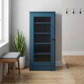 Teal Blue Ten Pair Solid WoodShoe Storage Cabinet