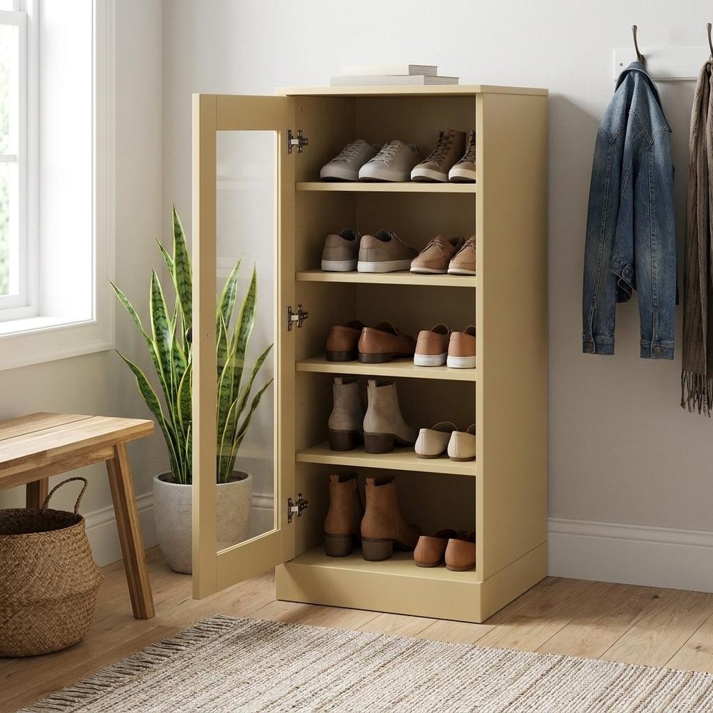Yellow Ten Pair Solid WoodShoe Storage Cabinet - SKU 752250