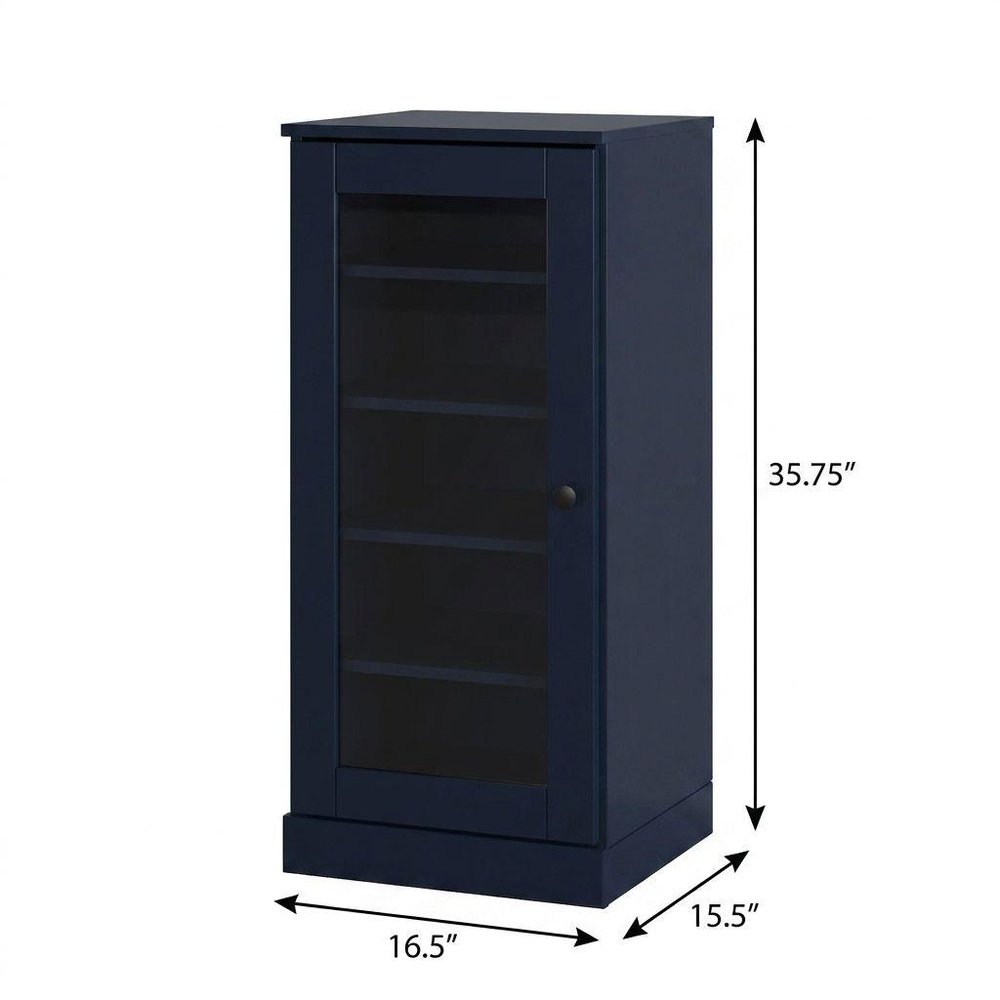 Navy Blue Ten Pair Solid WoodShoe Storage Cabinet