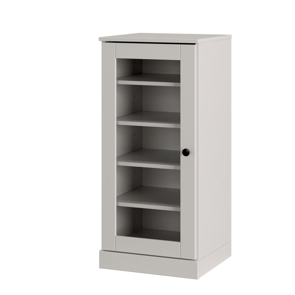 Off White Ten Pair Solid WoodShoe Storage Cabinet