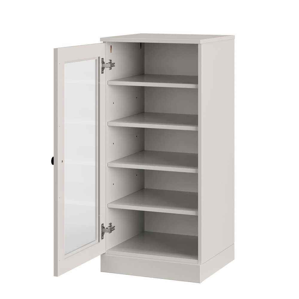Off White Ten Pair Solid WoodShoe Storage Cabinet