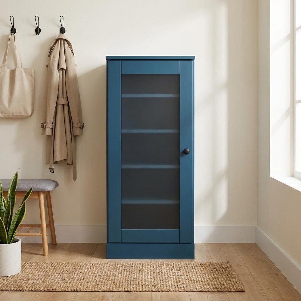 Teal Blue Ten Pair Solid WoodShoe Storage Cabinet - SKU 752263