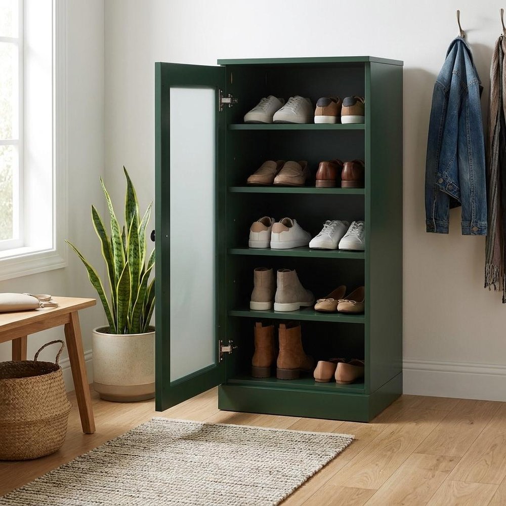 Green Ten Pair Solid WoodShoe Storage Cabinet