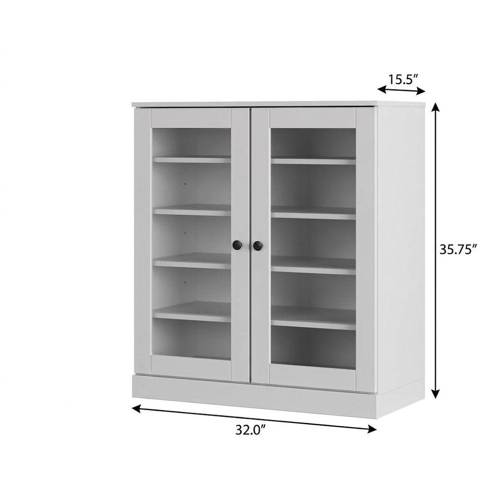 White Twenty Pair Solid WoodShoe Storage Cabinet