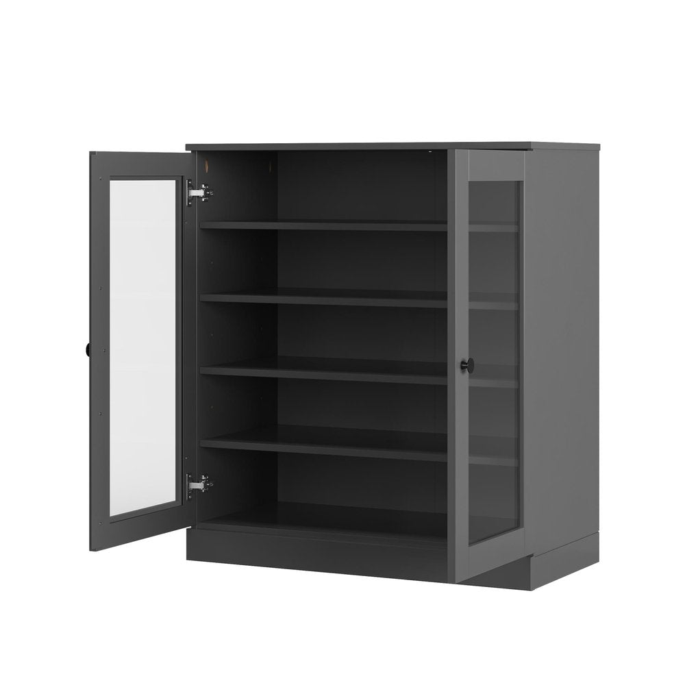Gray Twenty Pair Solid WoodShoe Storage Cabinet