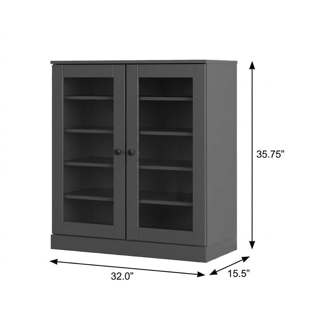 Gray Twenty Pair Solid WoodShoe Storage Cabinet