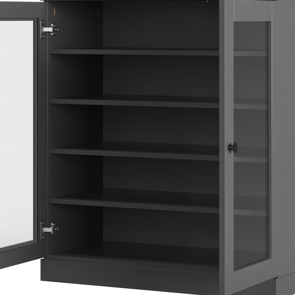 Gray Twenty Pair Solid WoodShoe Storage Cabinet