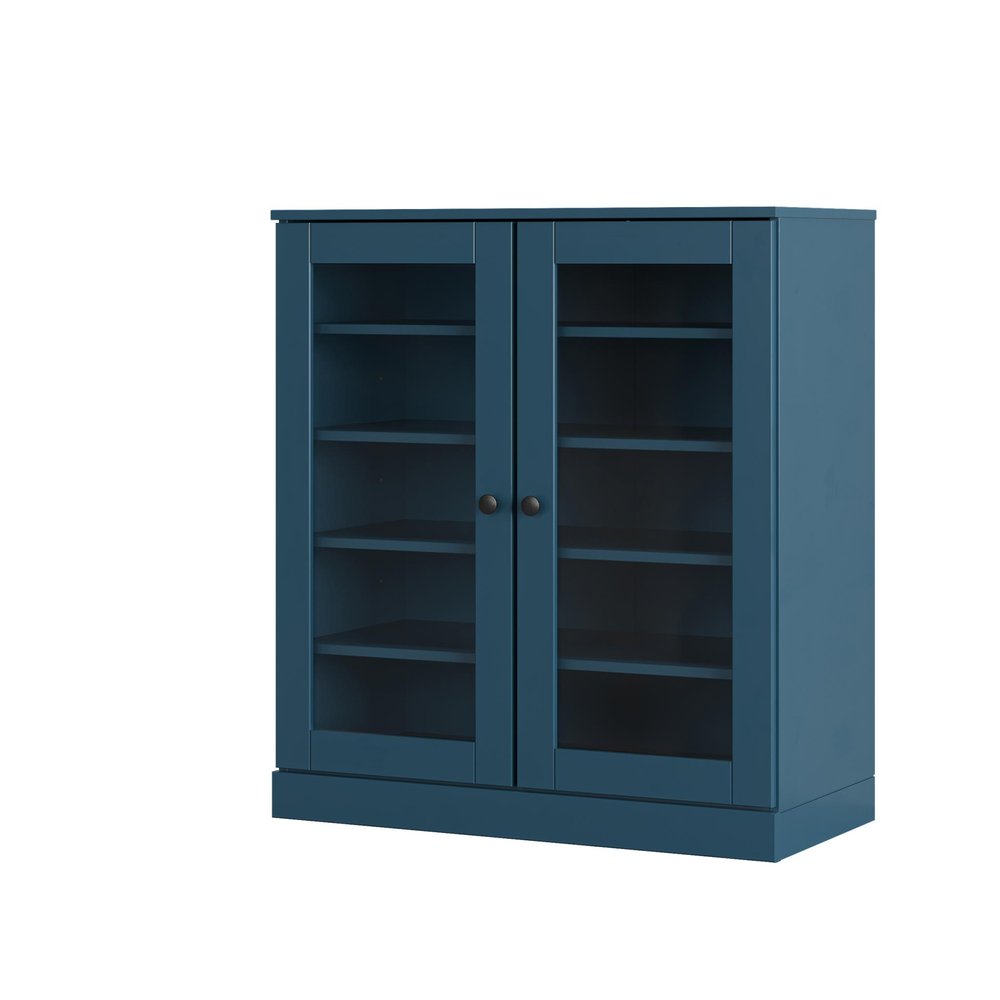 Teal Blue Twenty Pair Solid WoodShoe Storage Cabinet