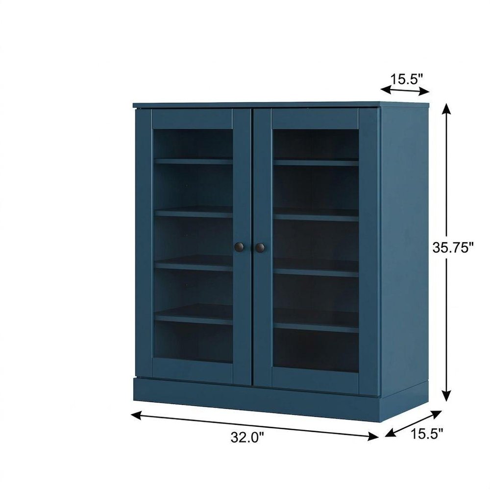 Teal Blue Twenty Pair Solid WoodShoe Storage Cabinet