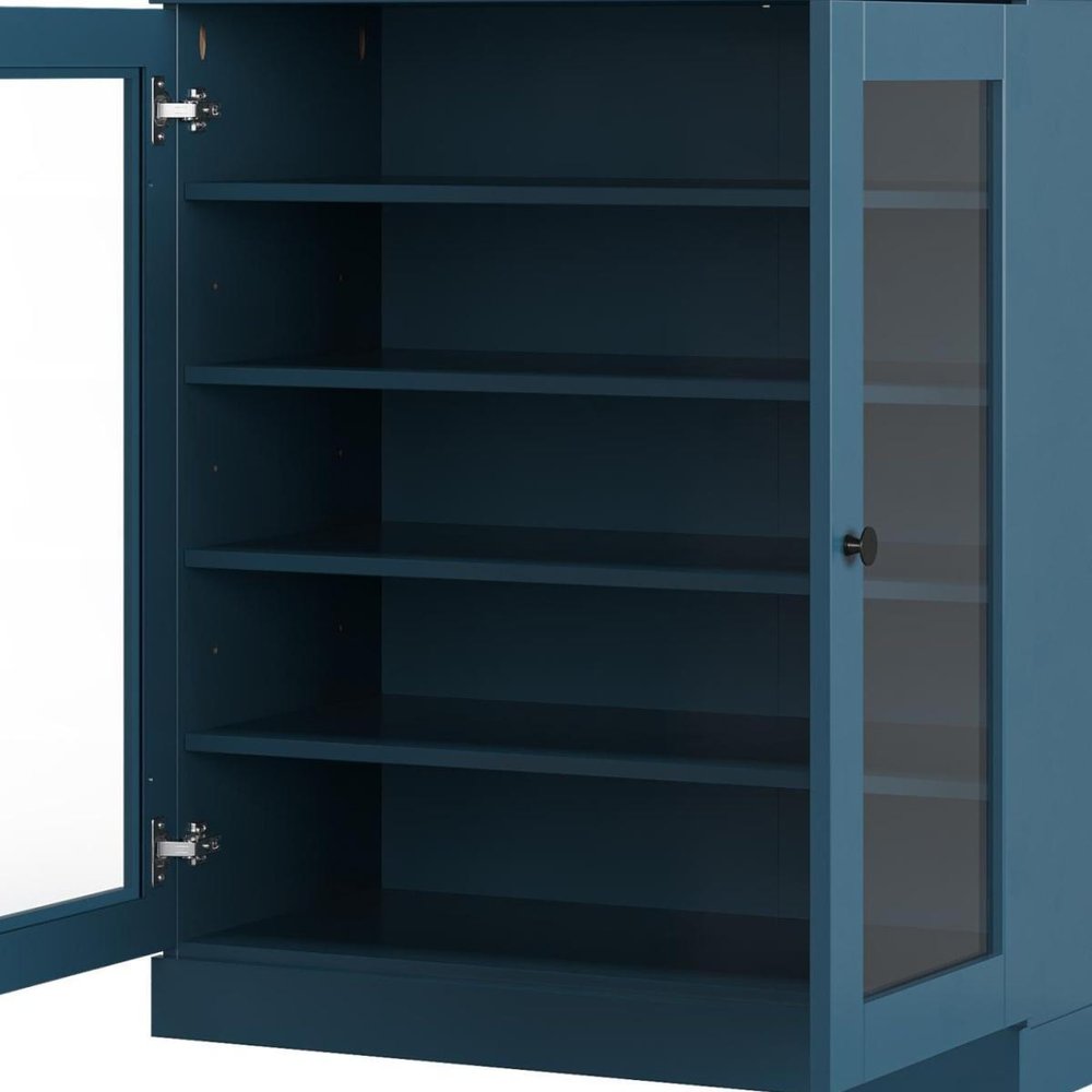 Teal Blue Twenty Pair Solid WoodShoe Storage Cabinet