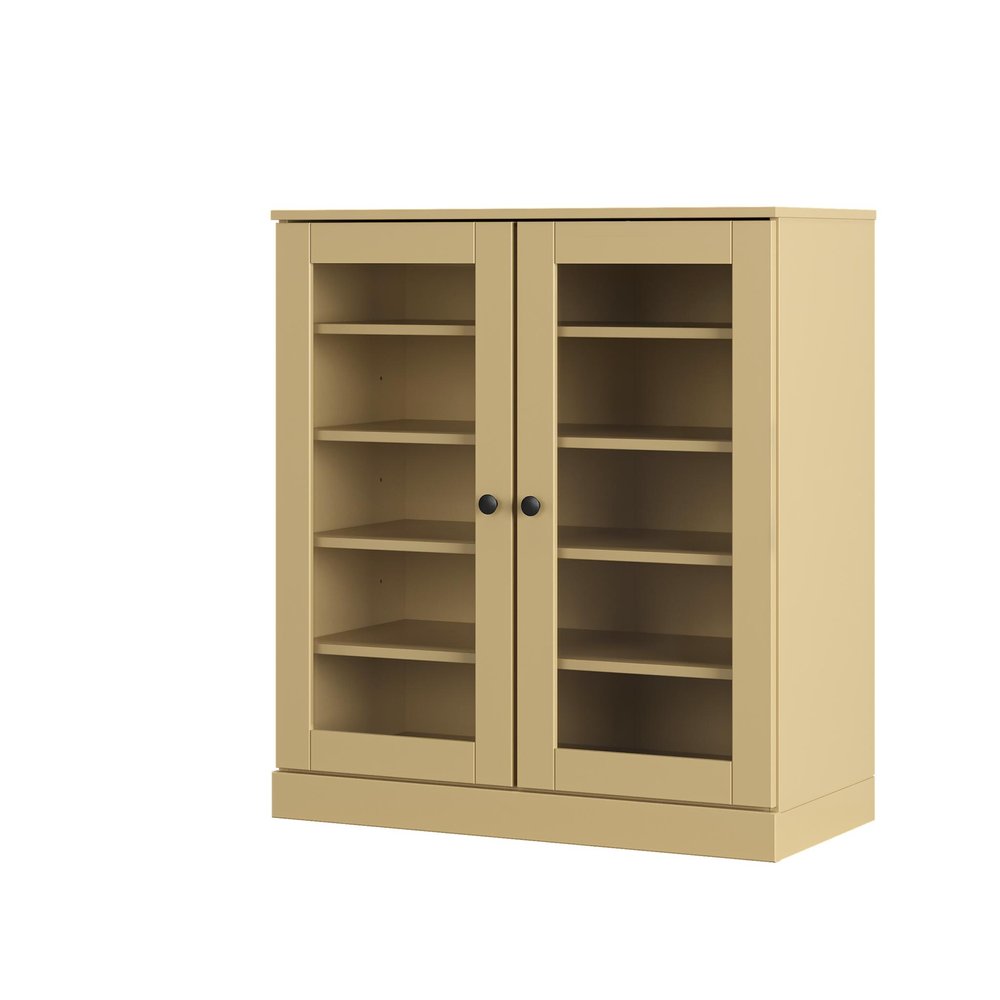 Yellow Twenty Pair Solid WoodShoe Storage Cabinet on a white background
