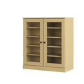 Yellow Twenty Pair Solid WoodShoe Storage Cabinet on a white background