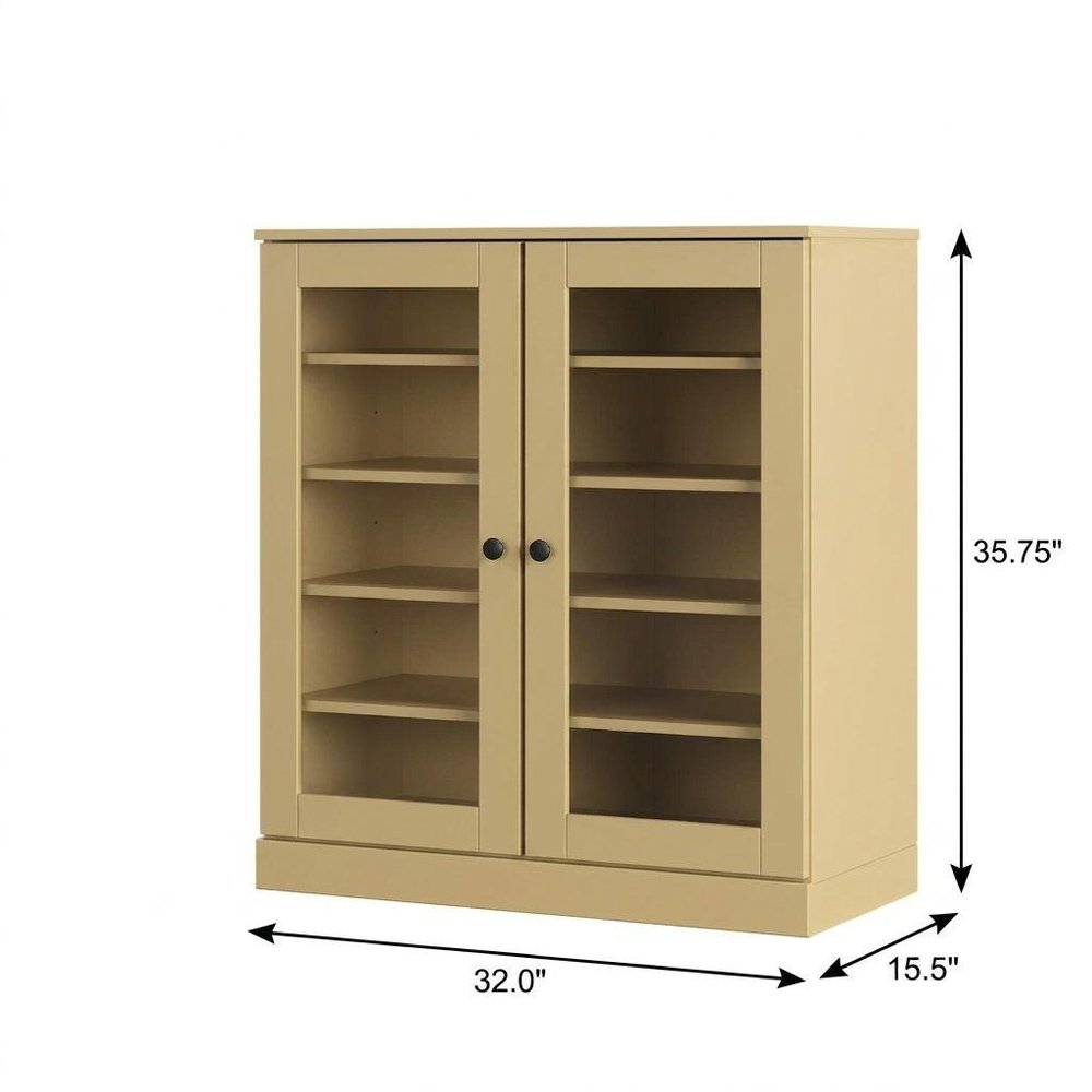 Yellow Twenty Pair Solid WoodShoe Storage Cabinet