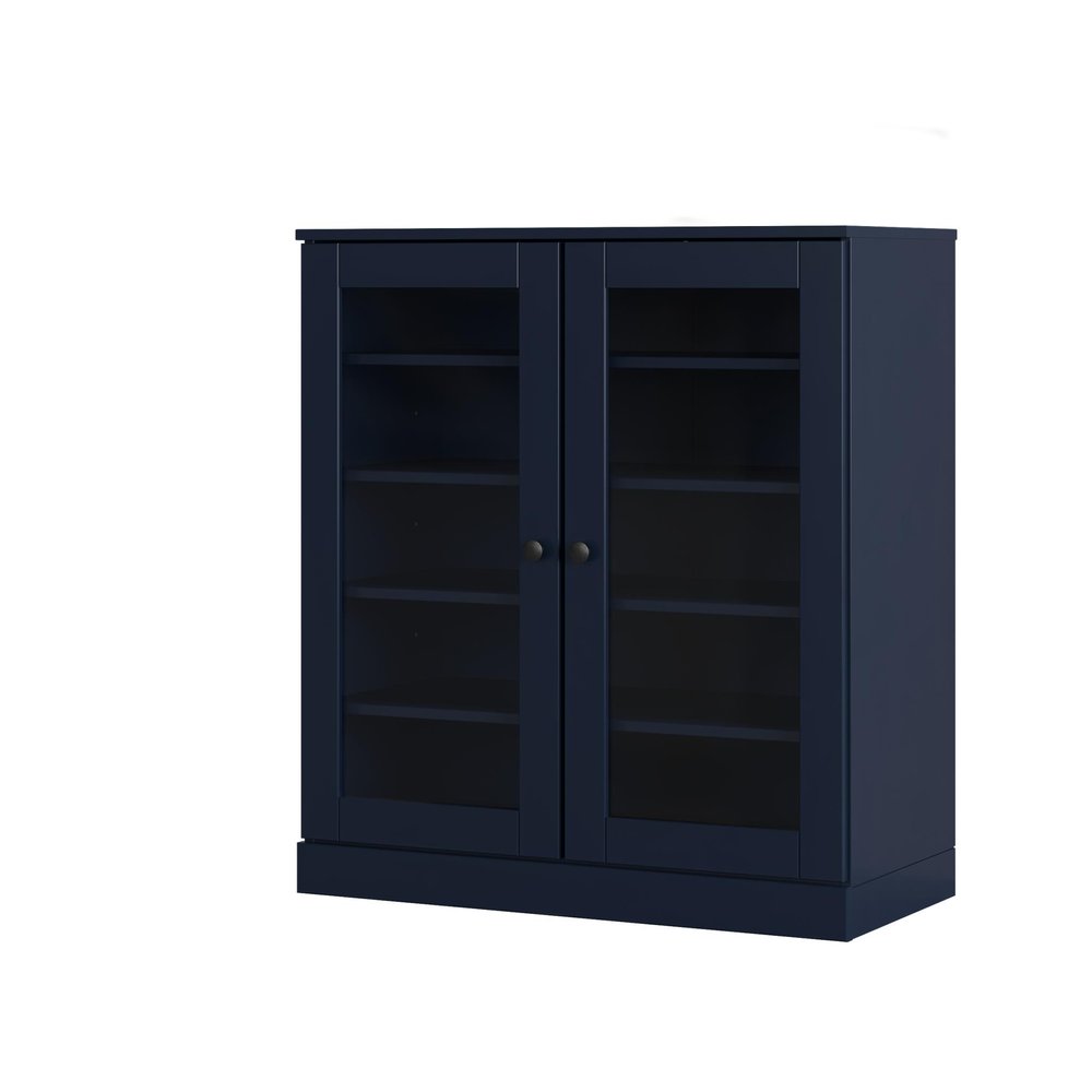Navy Blue Twenty Pair Solid WoodShoe Storage Cabinet