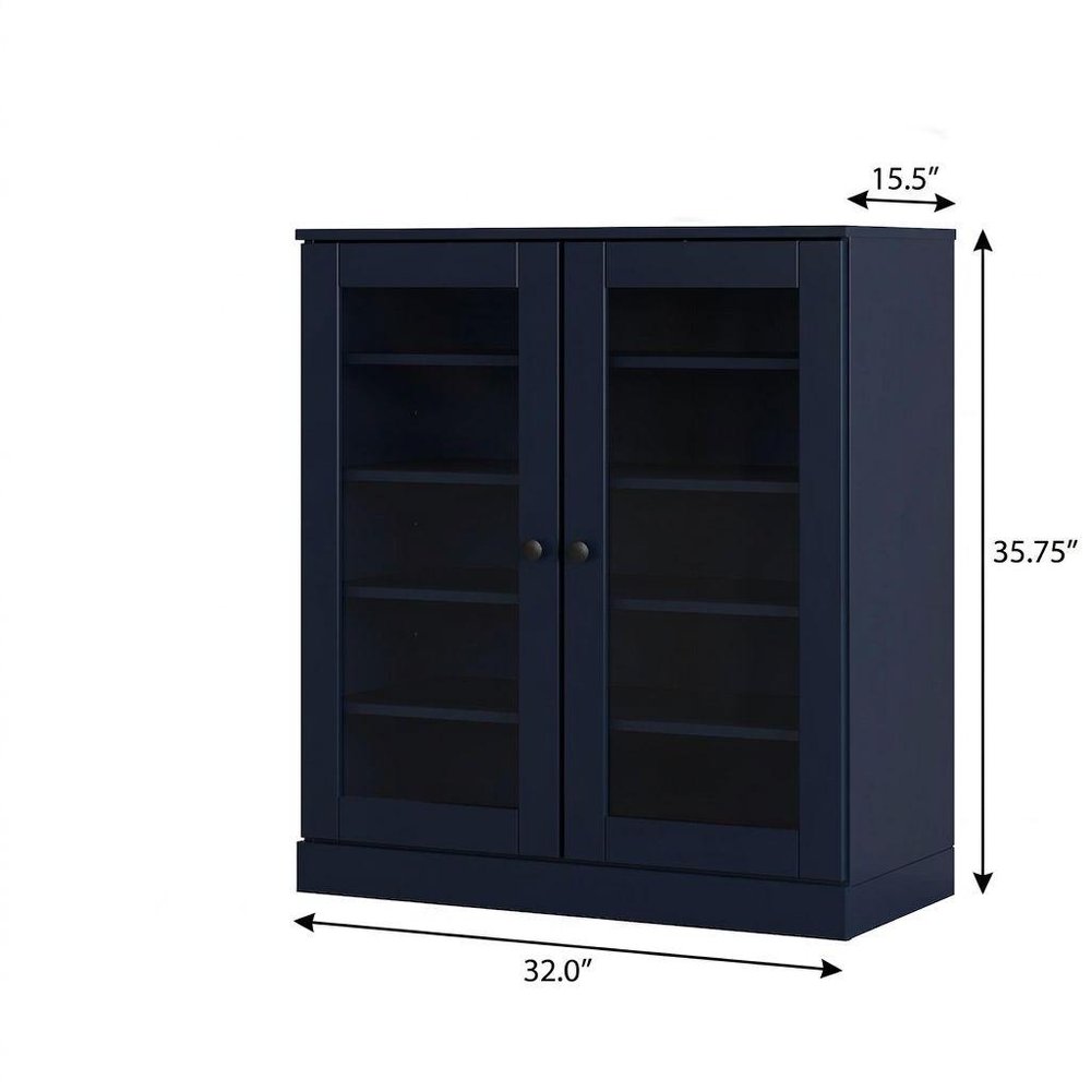 Navy Blue Twenty Pair Solid WoodShoe Storage Cabinet