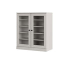 Off White Twenty Pair Solid WoodShoe Storage Cabinet on a white background